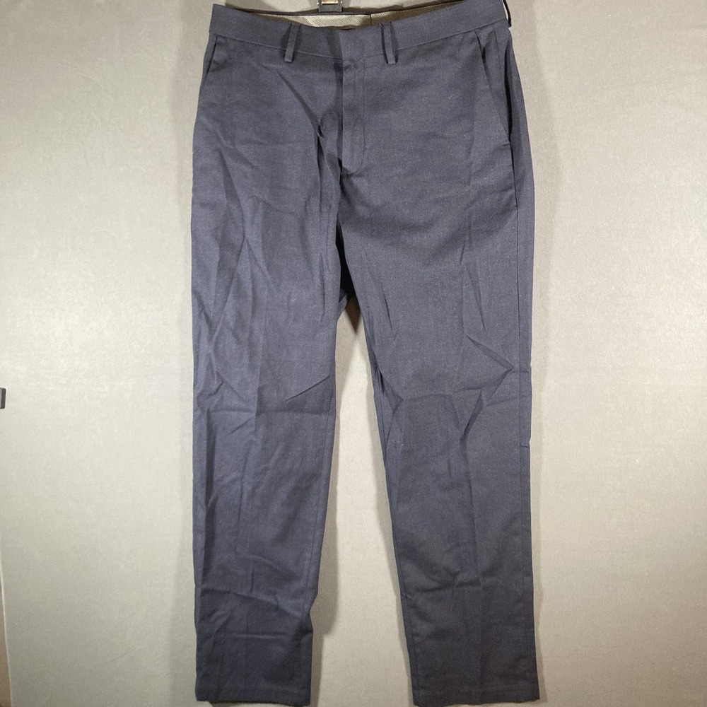 Haggar Mens Pants 32x32 Gray Straight Fit Stretch Comfort Performance
